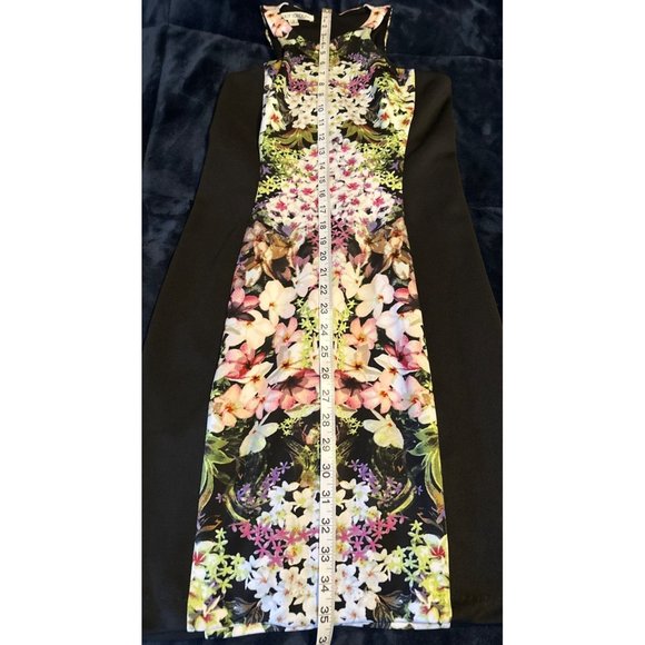 Women's Maggy London Sleeveless Bodycon Dress Floral w/Black Lining Size 4 - Picture 8 of 11